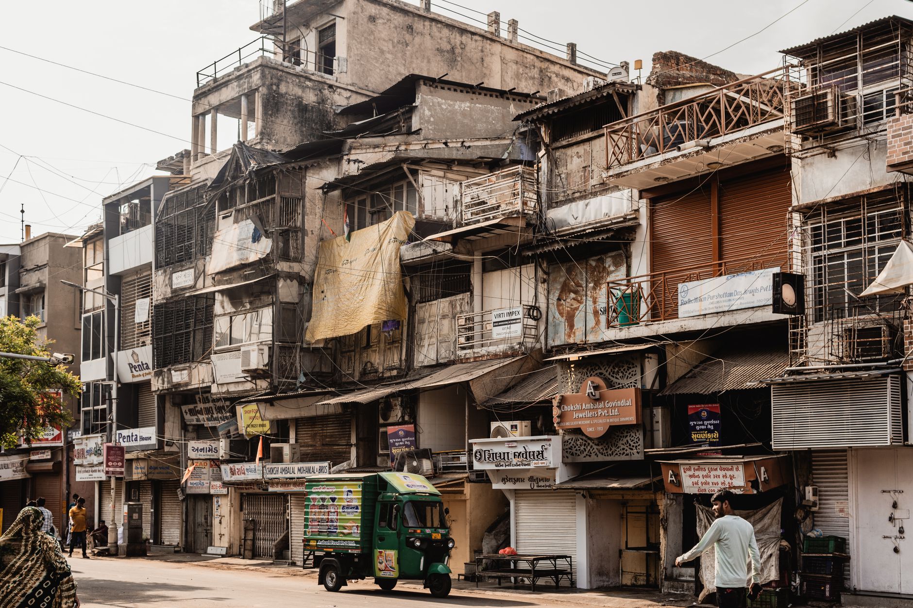 Old city streetscape in Ahmedabad, the metro nearest to Dholera